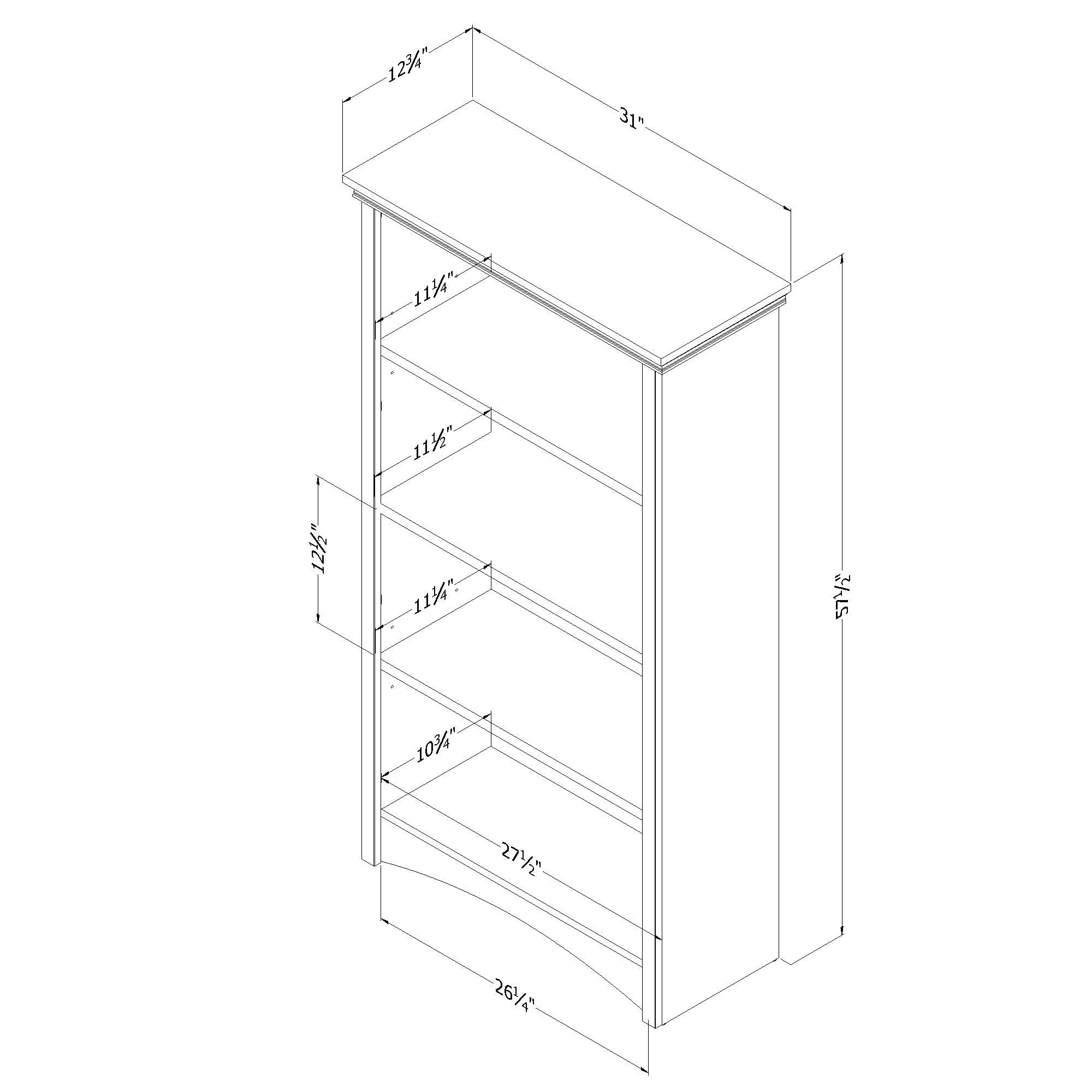 South Shore Artwork 4-Shelf Bookcase, Gray Maple