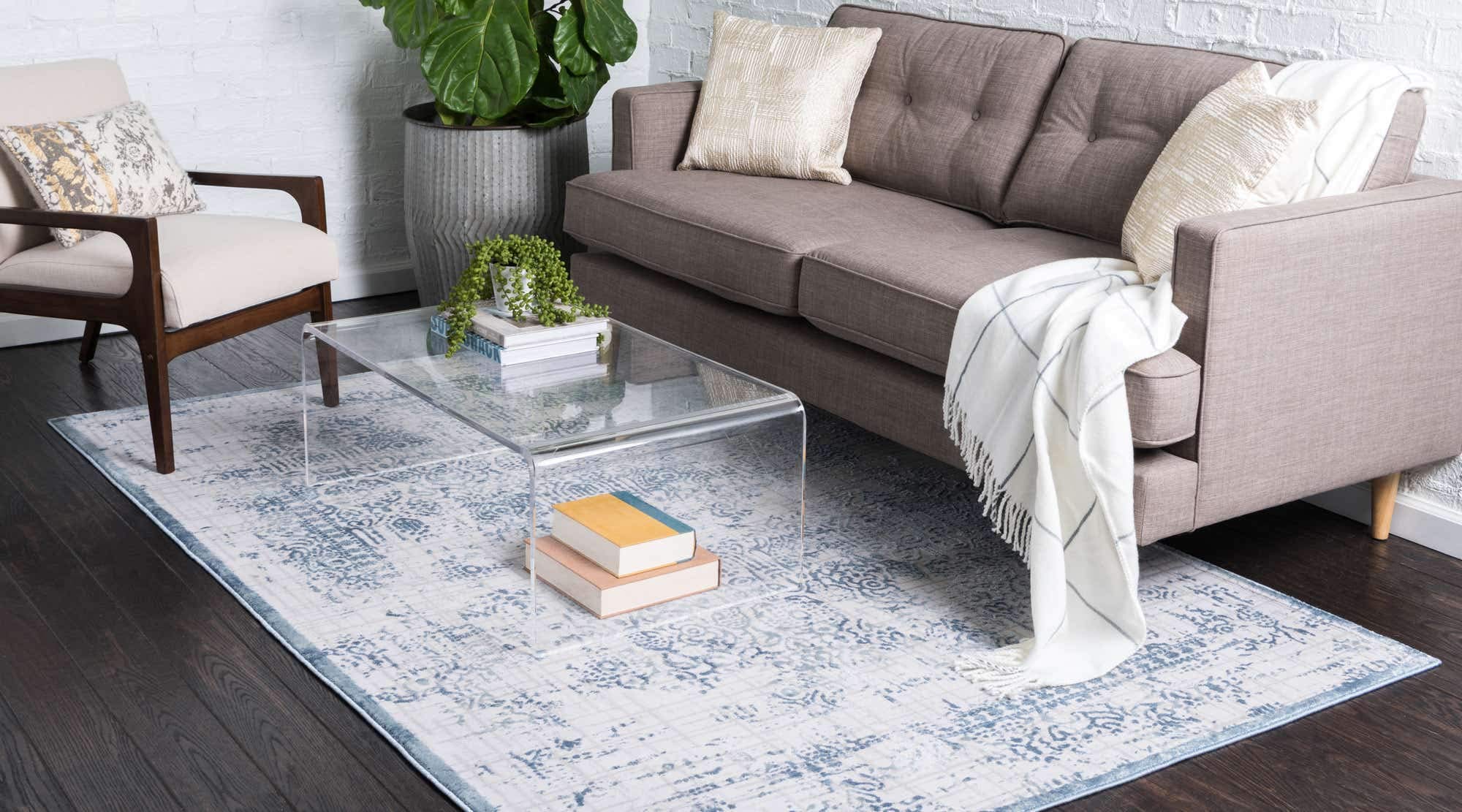 Unique Loom Aberdeen Collection Area Rug - Stanhope (4' 1" x 6' 1" Rectangle, Blue/ Gray)