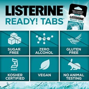 Listerine Ready! Tabs Chewable Mint Tablets with Clean Mint Flavor, Revolutionary 4-Hour Fresh Breath Tablets to Help Fight Bad Breath On-the-Go, Sugar-Free, Alcohol-Free & Kosher, 8 ct