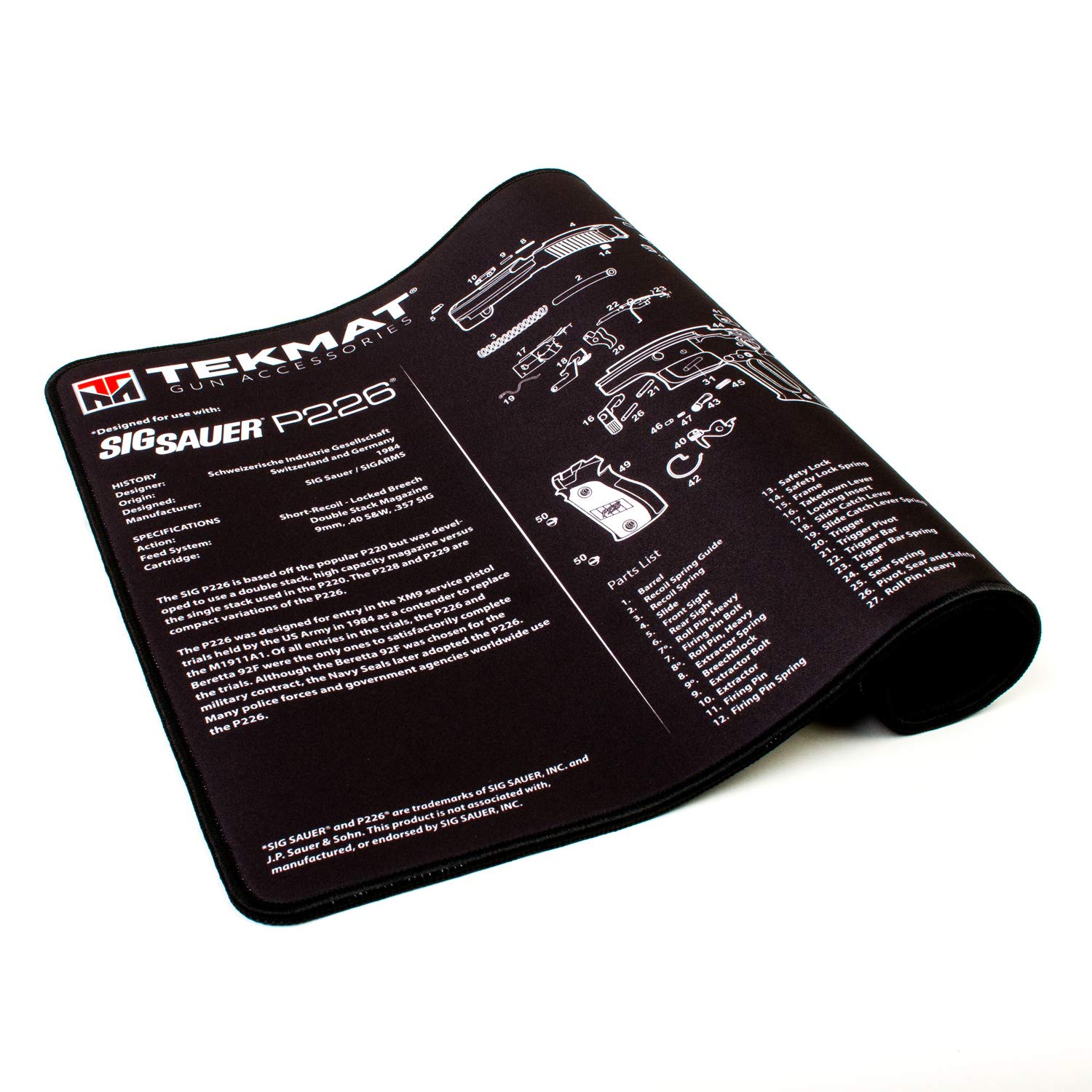 TekMat Ultra Cleaning Mat for use with Sig P226 Black ,15" x 20"