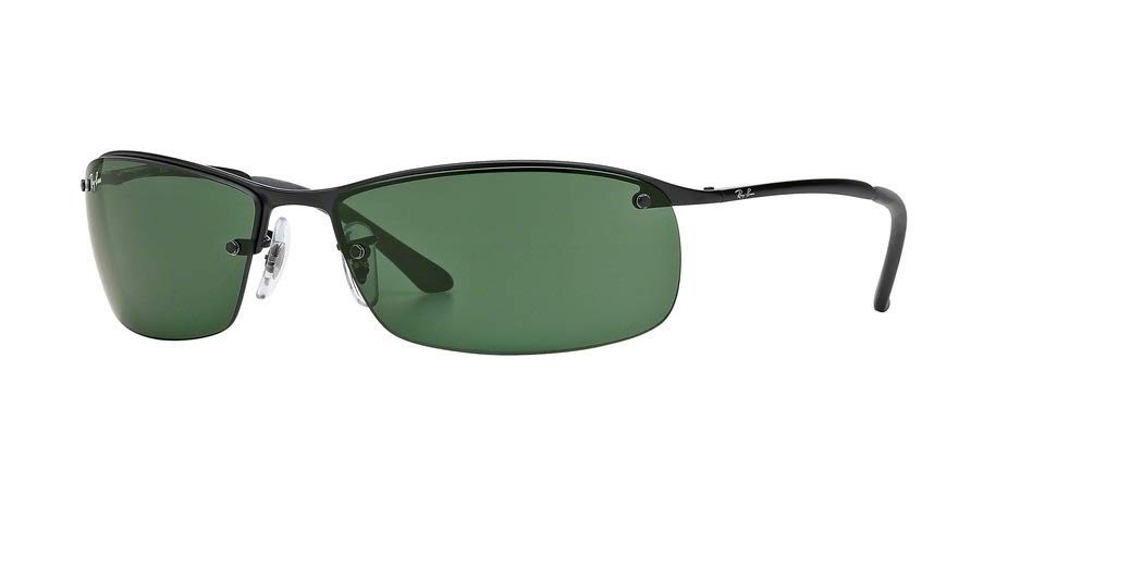 Ray-Ban RB3183 006/71 63M Matte Black/Green Rectangular Sunglasses For Men+ BUNDLE with Designer iWear Eyewear Kit