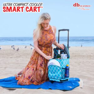 dbest products Ultra Compact Cooler Smart Cart, Moroccan Tile Insulated Collapsible Rolling Tailgate BBQ Beach Summer