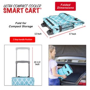 dbest products Ultra Compact Cooler Smart Cart, Moroccan Tile Insulated Collapsible Rolling Tailgate BBQ Beach Summer