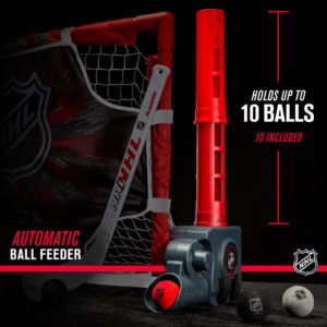 Franklin Sports NHL Kids Knee Hockey Goal Set - Mini Hockey Goal + Stick Set - Automatic Hockey Ball Passer, Goal & Target Set - Youth Toy Hockey Set