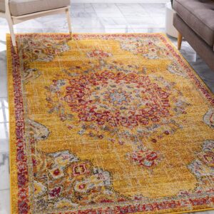 Unique Loom Penrose Collection Area Rug - Alexis (8'x 10' Rectangle, Gold/ Gray)