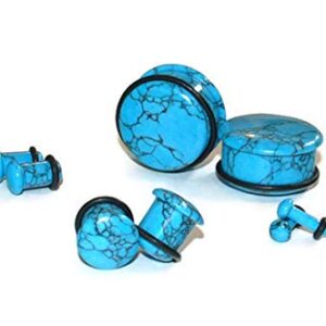 Intrepid Jewelry Synthetic Turquoise Single Flare Stone Plugs (5/8" (16mm))