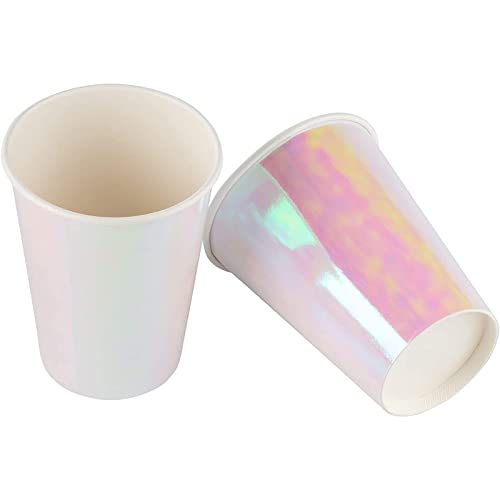 Juvale 36-Pack Iridescent Party Supplies - 12 oz Iridescent Paper Cups, Disposable Party Cups for Hold and Cold Drinks