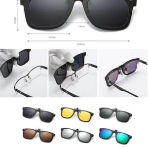 Unisex Clip-on Flip-up Polarized Sunglasses for Prescription Eyeglasses