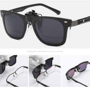 Unisex Clip-on Flip-up Polarized Sunglasses for Prescription Eyeglasses