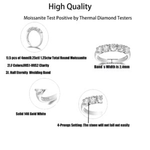 DovEggs Solid 14K White Gold 1.25CTW 4mm GH Color Moissanite Engagement Ring Half Eternity Anniversary Wedding Band（9）