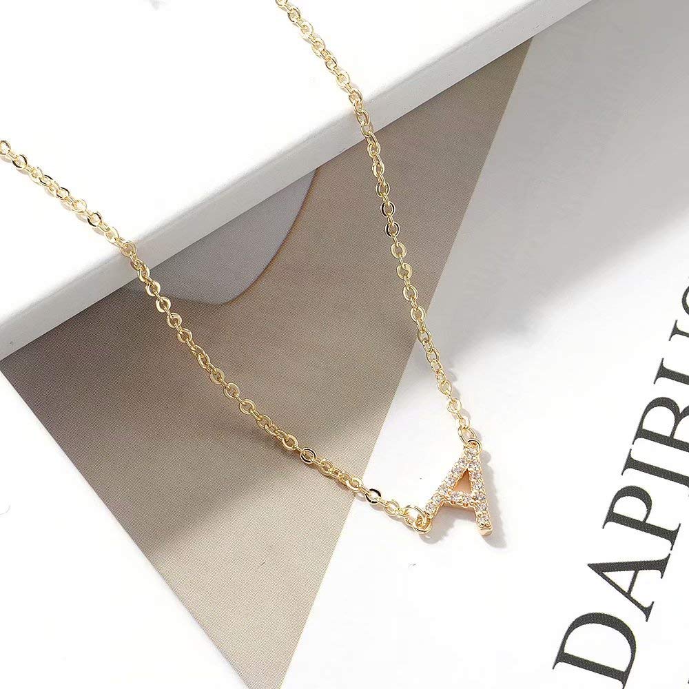 Sideways Initial Necklace for Women, 14k Gold Filled Dainty Cubic Zirconia Sideways Letter Necklace, Tiny Monogram Initial Necklace Gifts for Women