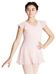 capezio girls' little flutter sleeve dress, pink, small