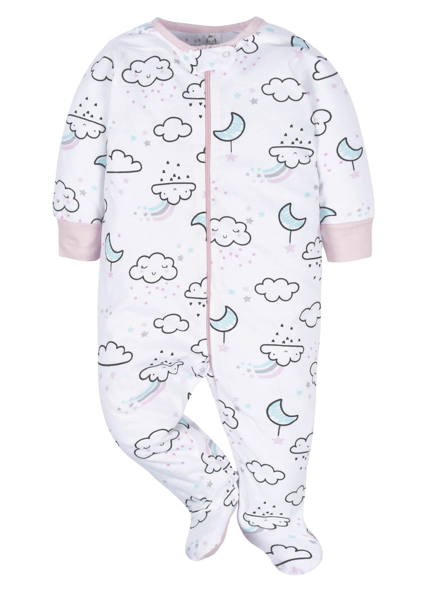 Gerber Baby Girls 4 Pack Sleep 'N Play Footie Cloudy Newborn