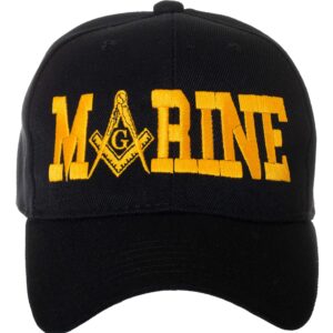 United States Marine Corps Masonic Square and Compass Embroidered Black Baseball Cap