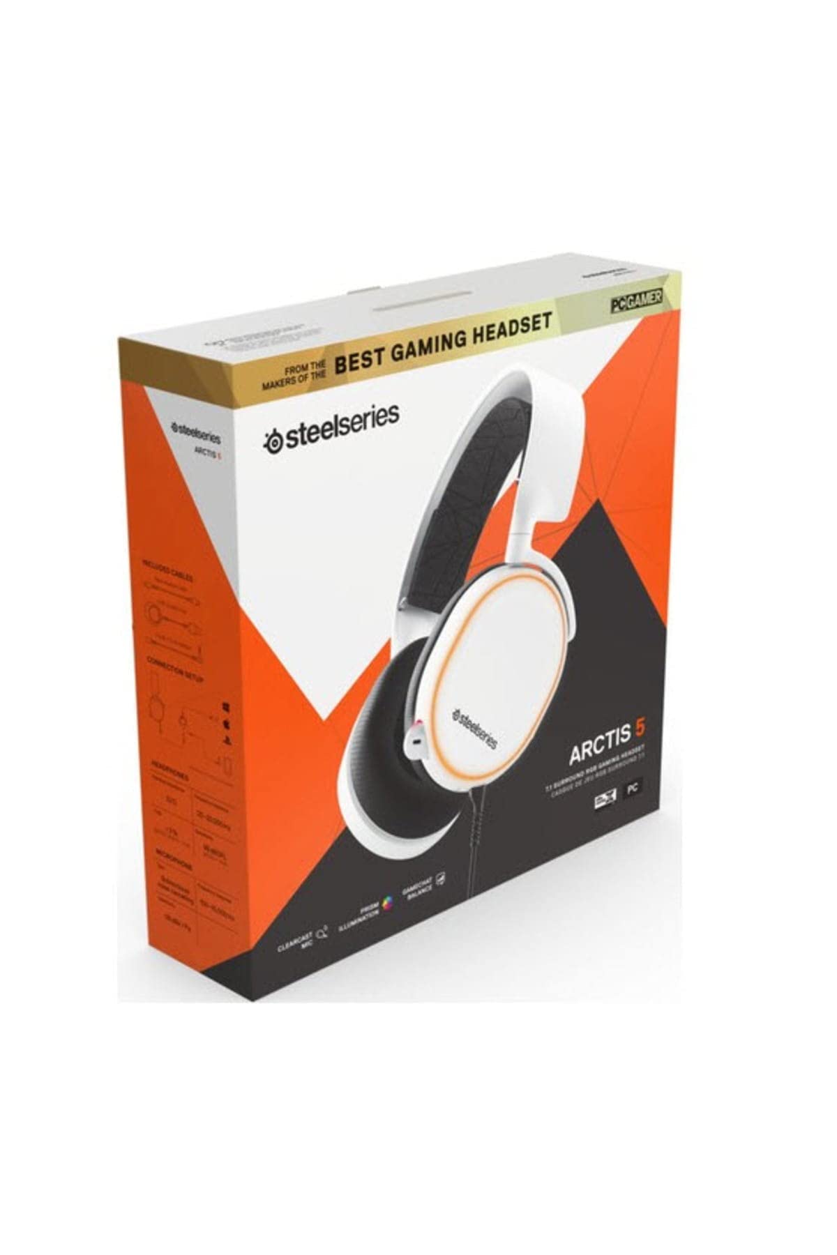 SteelSeries Arctis 5 Gaming Headset - RGB Illumination - DTS Headphone: X v2.0 Surround for PC and PlayStation 5, PS4 - White