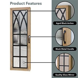 FirsTime & Co. Brown Rustic Arch Jewelry Armoire, Necklace Organizer for Bedroom Storage, Full Length Mirror Wall Vanity, Wood, Farmhouse, 43 x 14 inches