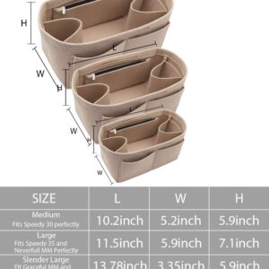 LEXSION Felt Purse Organizer Insert Bag In Bag with Two Removeable Holder 8020 Beige M