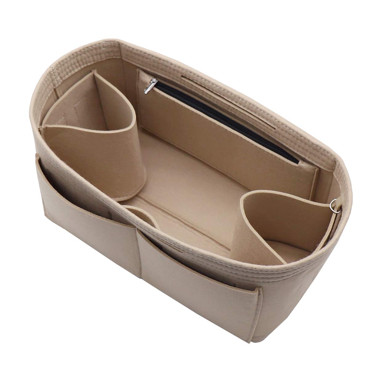 LEXSION Felt Purse Organizer Insert Bag In Bag with Two Removeable Holder 8020 Beige M