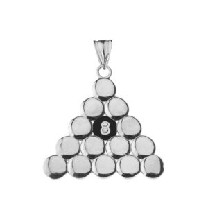 fine 10k white gold 8 ball pool triangle pendant