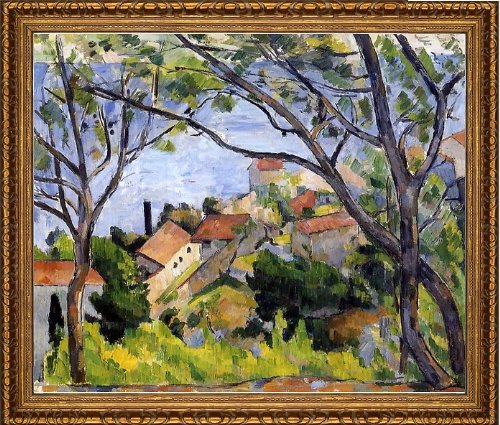 Paul Cezanne L-Estaque- View Through the Trees - 20.05" x 25.05" Framed Premium Canvas Print