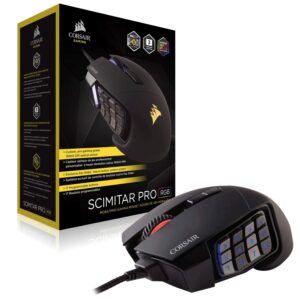 Corsair Scimitar Pro RGB - MMO Gaming Mouse - 16,000 DPI Optical Sensor - 12 Programmable Side Buttons - Black (Renewed)