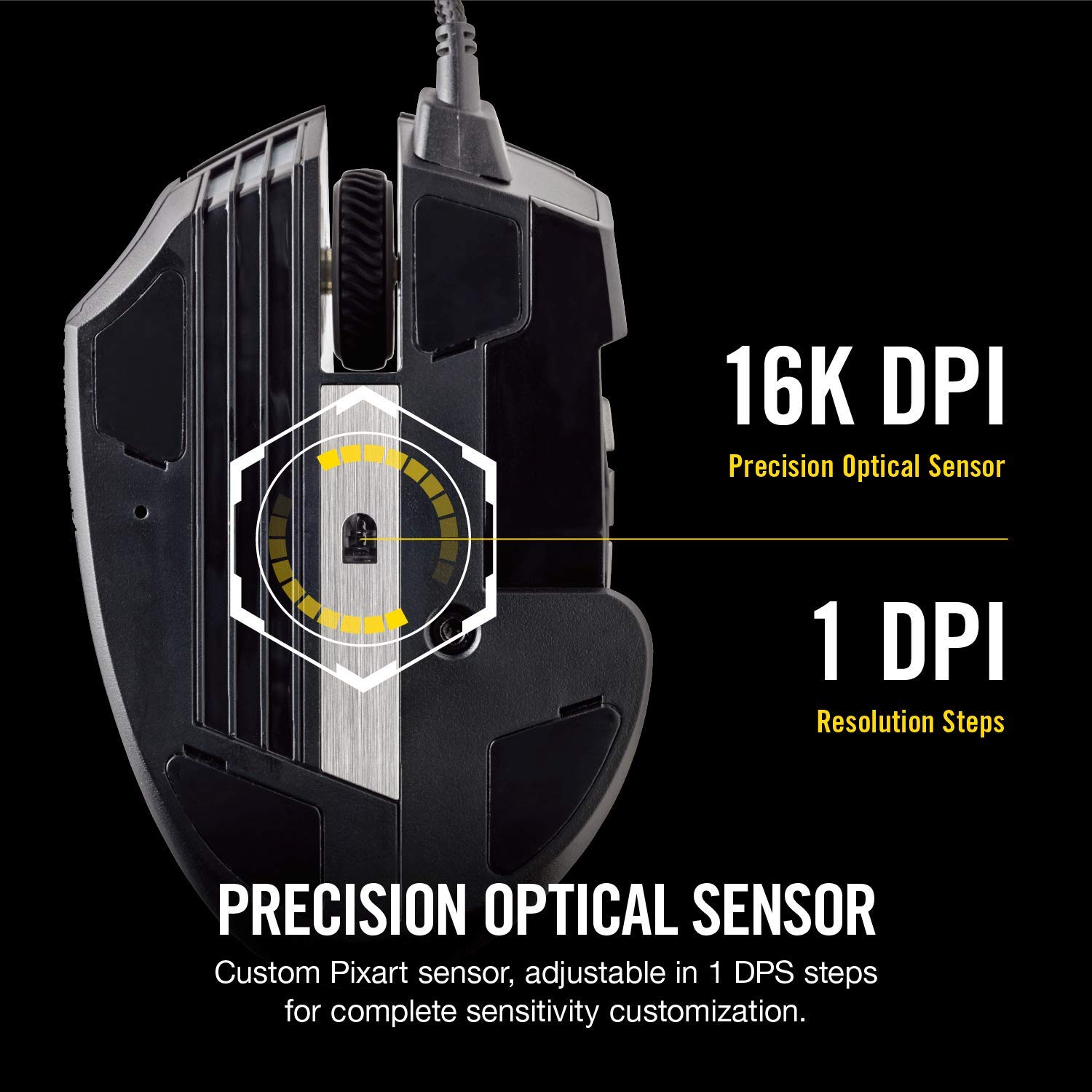 Corsair Scimitar Pro RGB - MMO Gaming Mouse - 16,000 DPI Optical Sensor - 12 Programmable Side Buttons - Black (Renewed)