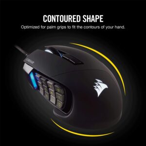 Corsair Scimitar Pro RGB - MMO Gaming Mouse - 16,000 DPI Optical Sensor - 12 Programmable Side Buttons - Black (Renewed)