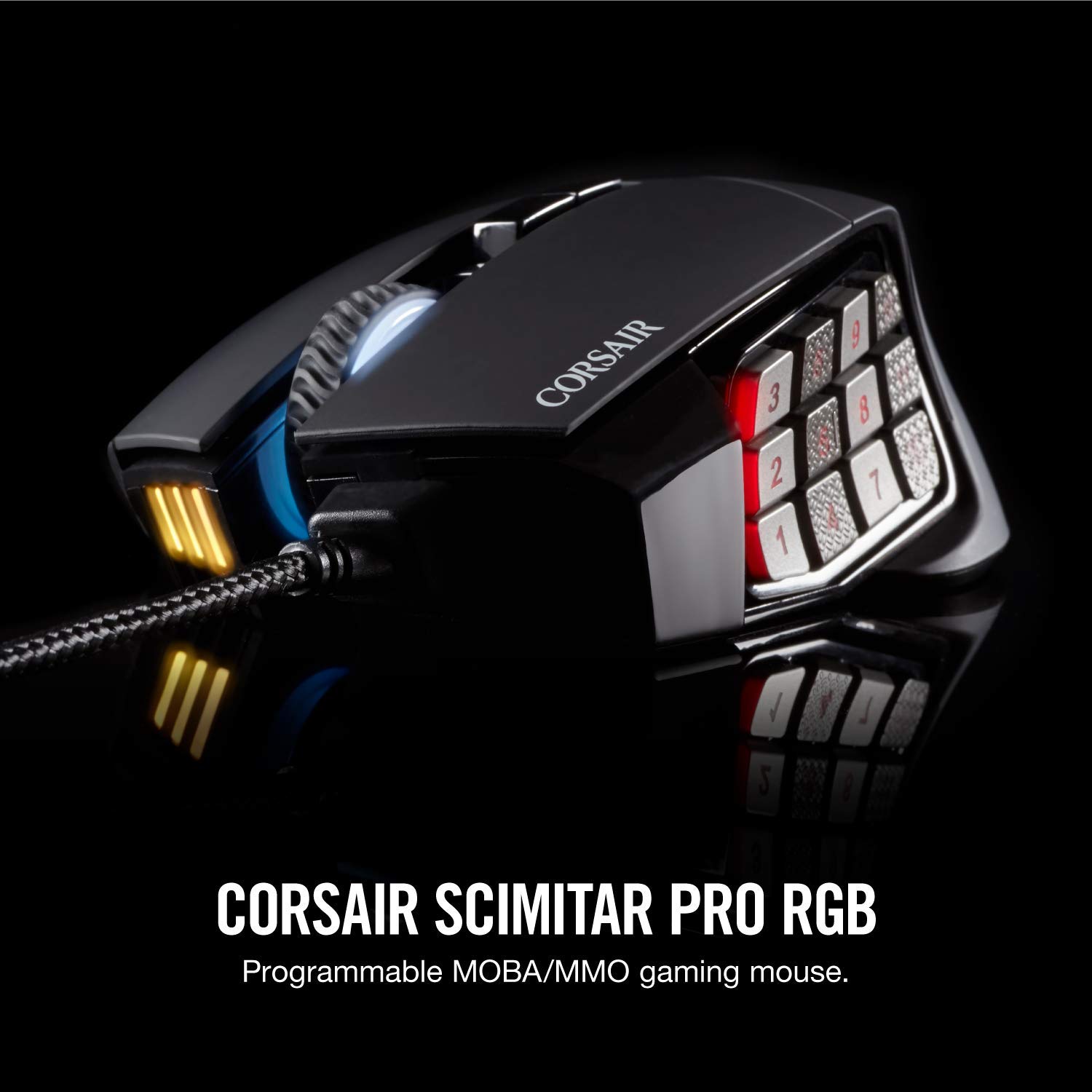 Corsair Scimitar Pro RGB - MMO Gaming Mouse - 16,000 DPI Optical Sensor - 12 Programmable Side Buttons - Black (Renewed)