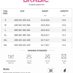 BRABIC Women Post-Surgical Sports Support Bra Front Closure with Adjustable Straps Wirefree Racerback (Black, L (fit for 36B 36C 36D 38A))