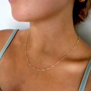 Aisansty Layered Coin Tube Pendant Choker Necklaces for Women Dainty Gold Plated Layering Chain Necklace Set