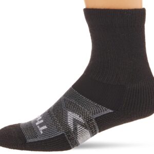 Thorlos Unisex Adult's 12 Hour Shift Thick Padded Crew Work Socks, Black/Grey Large