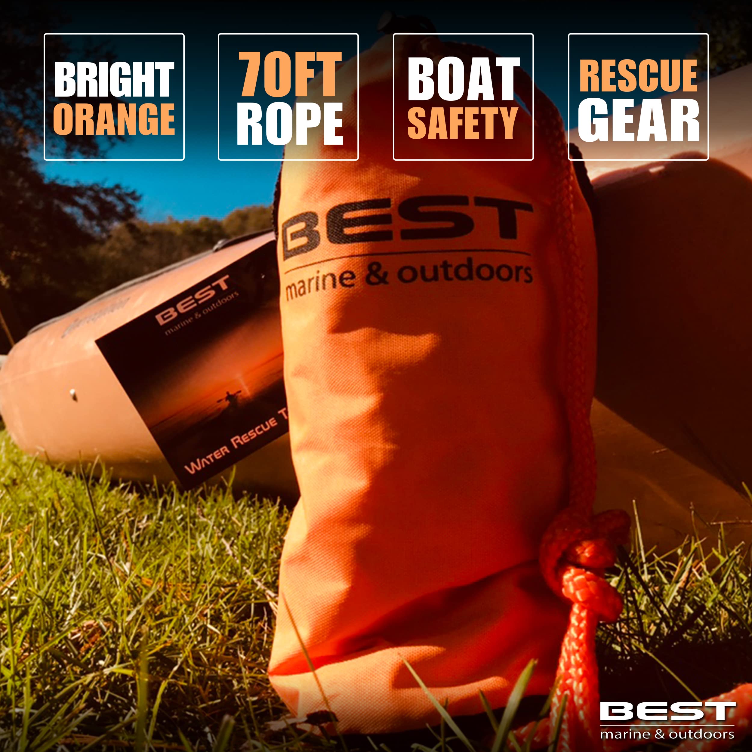 Best Marine and Outdoors Emergency Throw Rope Rescue Bag - Throwable Safety Device for Kayaking & Boating