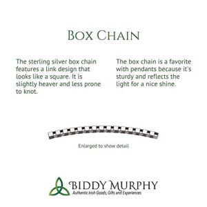 Biddy Murphy Shamrock Sterling Silver Green Enamel Charm Necklace, Sturdy 18" Box Chain, Lucky Irish Gift, Celtic Jewelry, Imported from Ireland