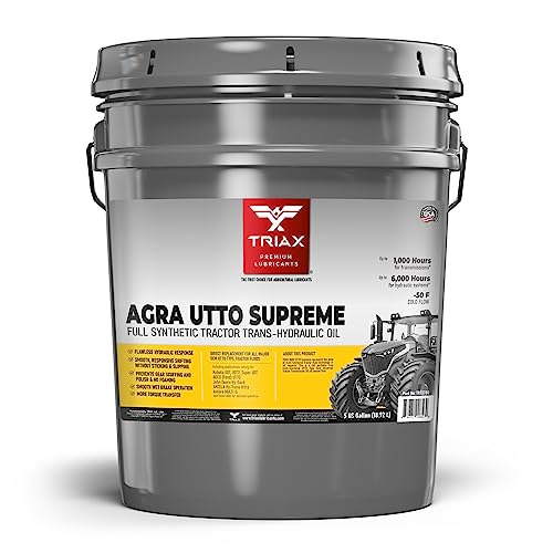 TRIAX Agra UTTO Supreme Universal Full Synthetic Tractor Hydraulic Transmission and Wet Brake Oil, All Season, Replaces 99% of OEM Tractor Fluids, Arctic Grade -52 F Cold Flow (5 Gallon Pail)