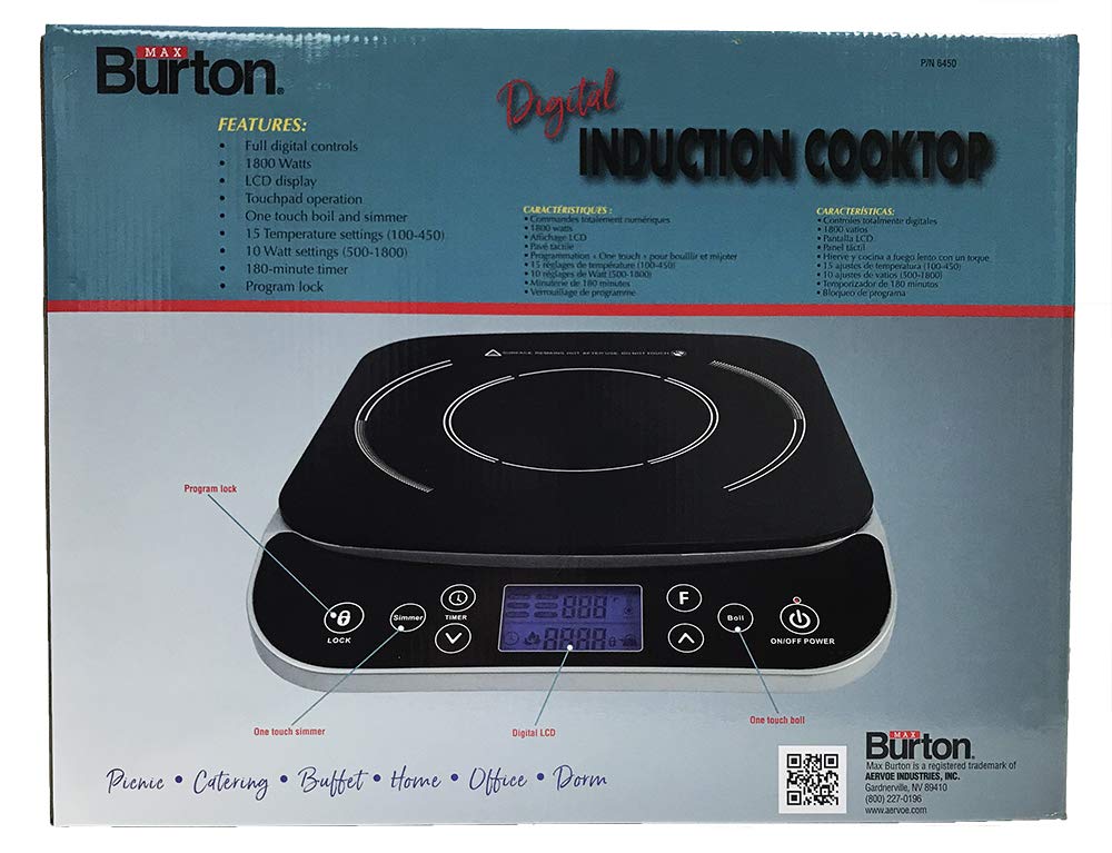 Max Burton #6450 Digital LCD 1800 Watt Induction Cooktop Counter Top Burner