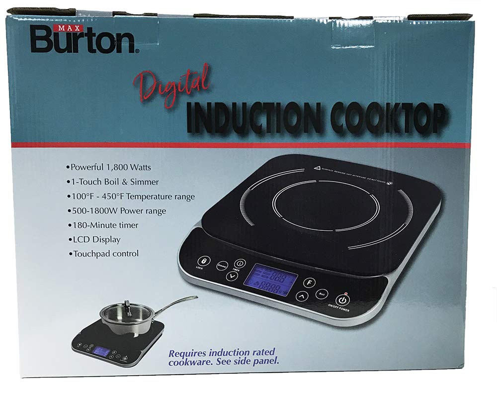 Max Burton #6450 Digital LCD 1800 Watt Induction Cooktop Counter Top Burner