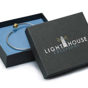 Lighthouse Creations The Traditional Sterling Silver & 14K Yellow Gold Clad Single Ball Threaded Bracelet from Cape Cod, 7.5"