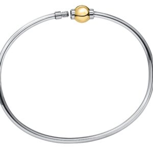 Lighthouse Creations The Traditional Sterling Silver & 14K Yellow Gold Clad Single Ball Threaded Bracelet from Cape Cod, 7.5"