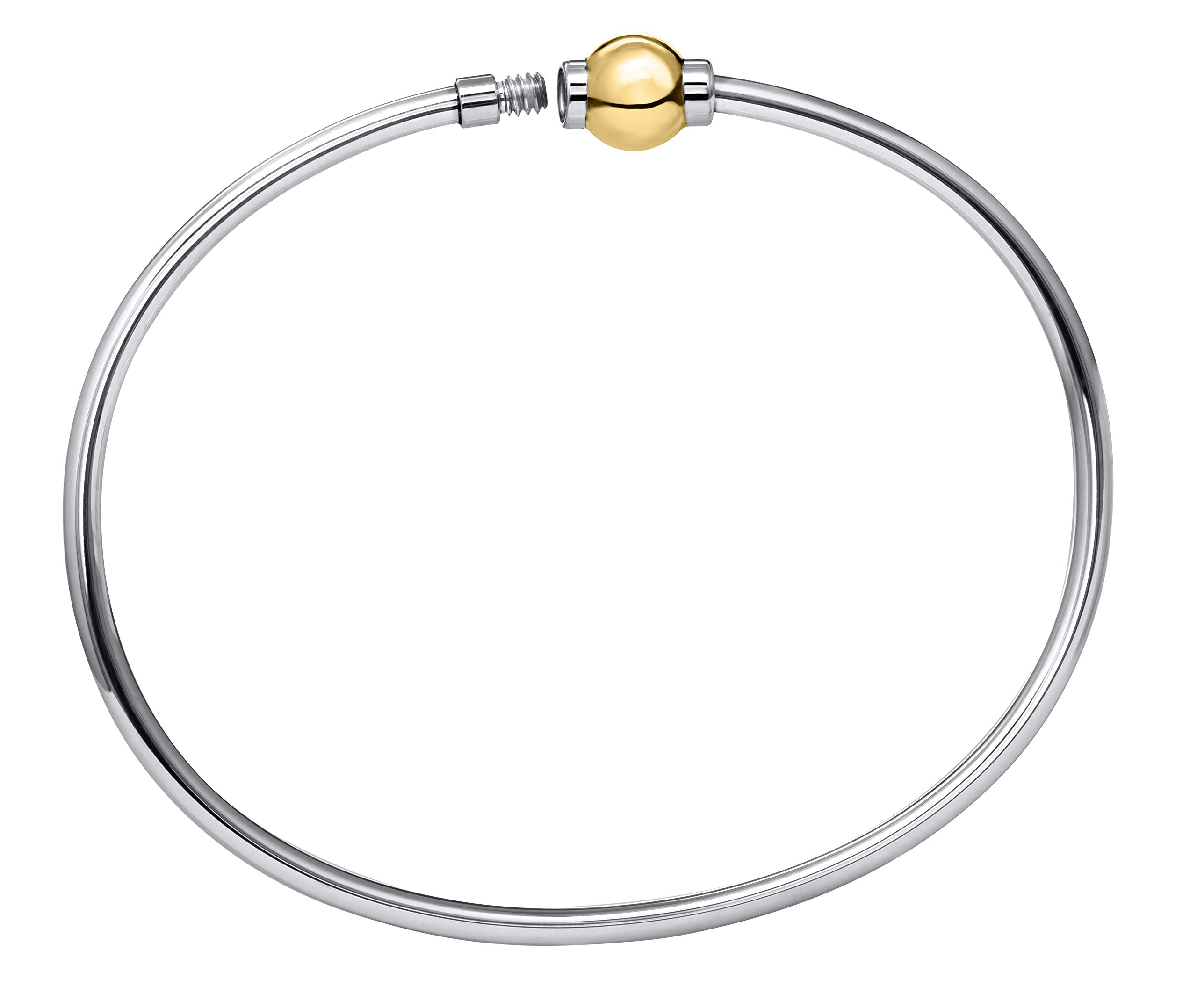 Lighthouse Creations The Traditional Sterling Silver & 14K Yellow Gold Clad Single Ball Threaded Bracelet from Cape Cod, 7.5"