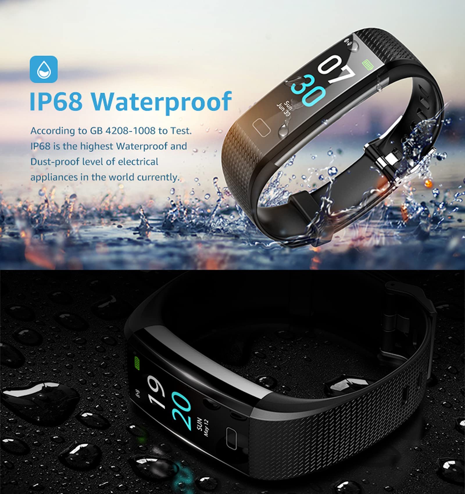 Yihou IP68 Fitness Tracker Waterproof Step Counter Smart Watch Activity Tracker Pedometer Message Reminder Sport Digial Watch for Women Men