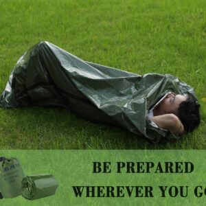 Delmera Emergency Sleeping Bag, Lightweight Survival Sleeping Bags Waterproof Thermal Emergency Blanket, Bivy Sack Survival Gear for Outdoor Adventure, Camping, Hiking, Green (Green- one Pack)