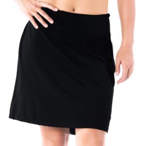 Yogipace Women's Sun Protection 17" Long Running Skirt Athletic Golf Skort with Tennis Ball Pockets Built in Shorts Black Size L