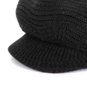 Muryobao Women's Winter Hat Slouchy Cable Knit Visor Beanie Crochet Newsboy Beret Hats Warm Snow Ski Skull Cap with Brim Black