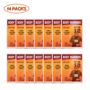 MR.ICE Body Warmers with Adhesive Backing, Body Hand Warmers Disposable Gives 12 Hours Warm (5.1"×3.7") for Women Men Kids, Extra Large Hand Warmers for Camping Hiking Fishing - 14 Packs