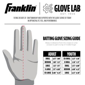 Franklin Sports MLB Batting Gloves - Powerstrap Chrome Adult Men's + Youth Batting Gloves Pair - Baseball + Softball Gloves - White - Adult Small