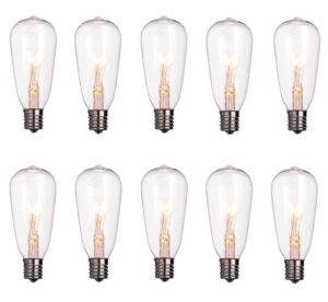 ‎10 pack edison light bulbs replacement, 7-watt c9/e17 intermediate screw base st40 clear glass light bulbs, st40 vintage replacement light bulbs for indoor outdoor patio string lights