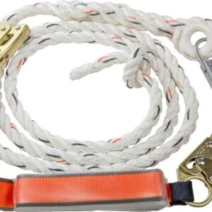 Malta Dynamics 25’ Vertical Lifeline Assembly, 3 Strand Fall Rope, with Shock Absorber, Positioning Device and 18” Extension Lanyard, Fall Protection for Roof Safety - OSHA/ANSI Compliant