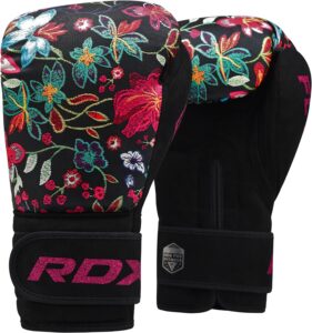 rdx women boxing gloves for training muay thai flora skin ladies mitts for sparring, fighting kickboxing good for punch bag, focus pads and double end ball punching