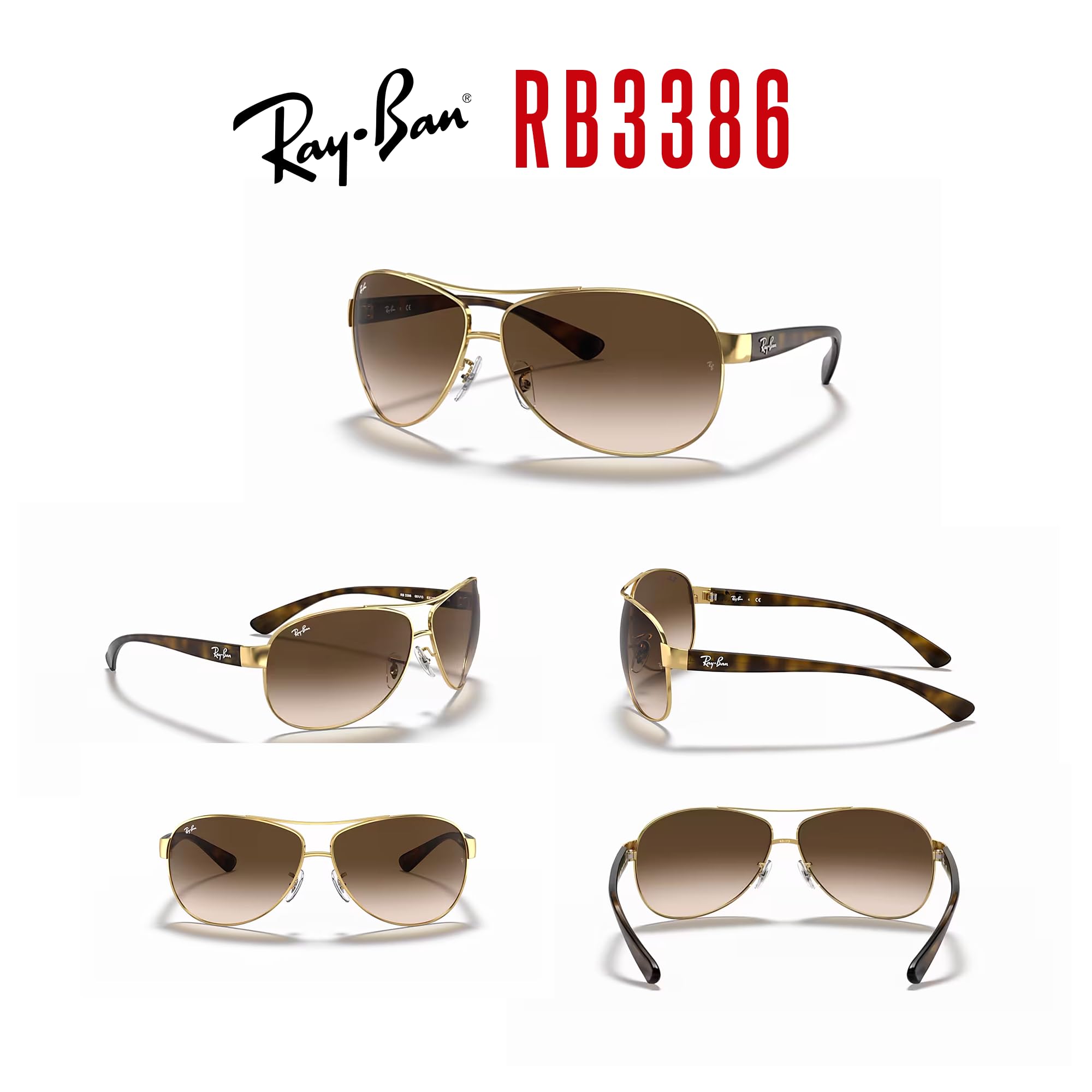 Ray-Ban RB3386 001/13 67M Arista/Brown Gradient Round Sunglasses For Men For Women + BUNDLE with Designer iWear Eyewear Kit