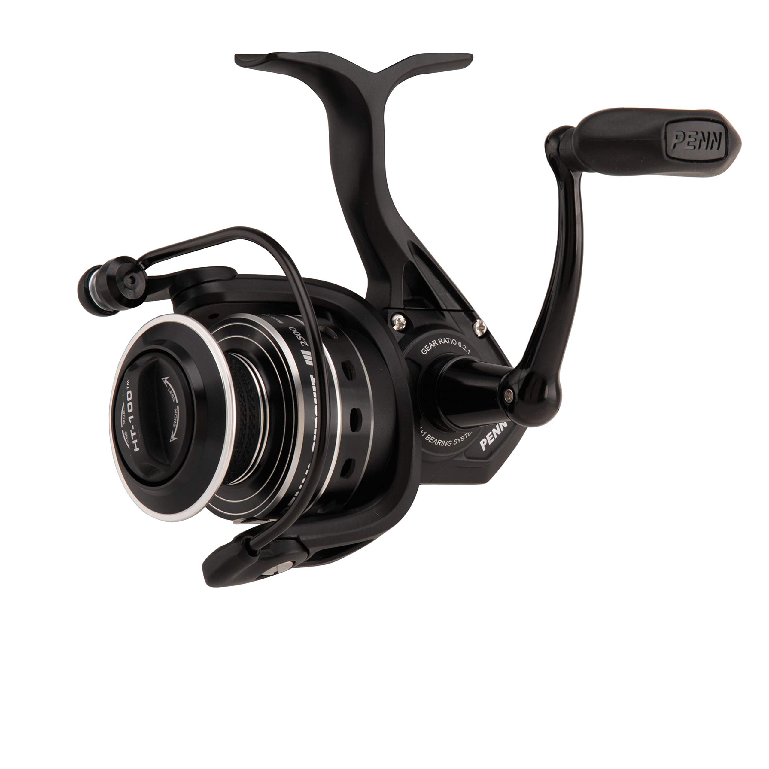 PENN Pursuit III Spinning Fishing Reel, Black/Silver, 2500